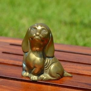 Brass Bassett Hound figural paperweight